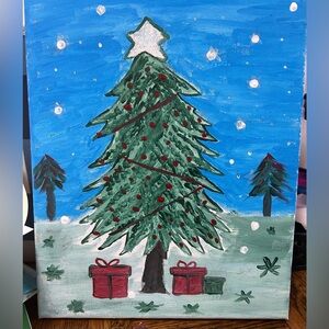 Festive Christmas Tree Canvas Art